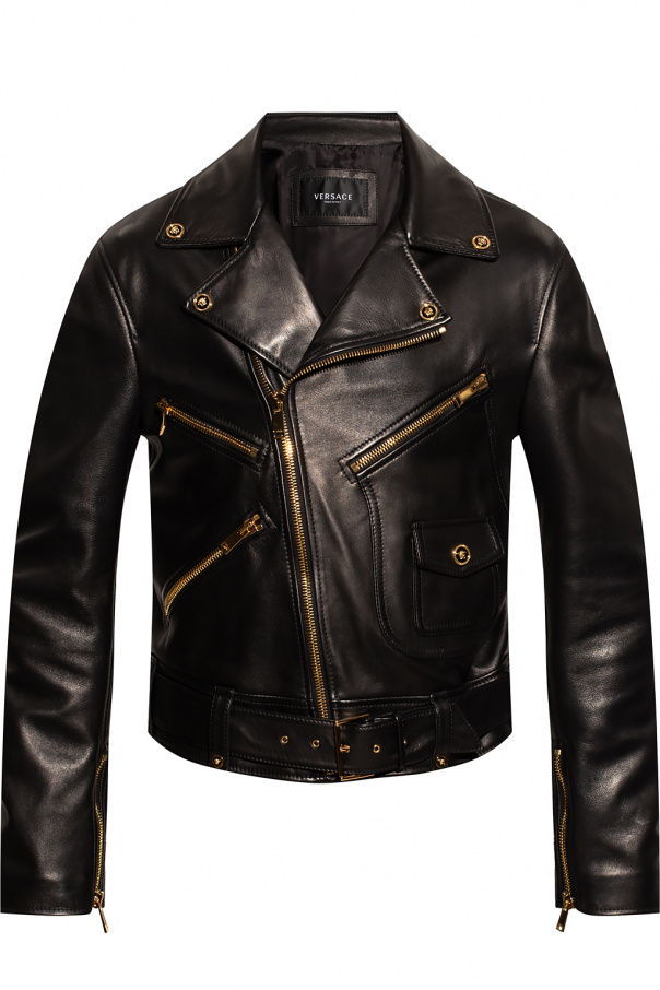 Leather 2025 versace shirt